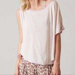 NWT Free People lavender Pluto one shoulder drapey tee top